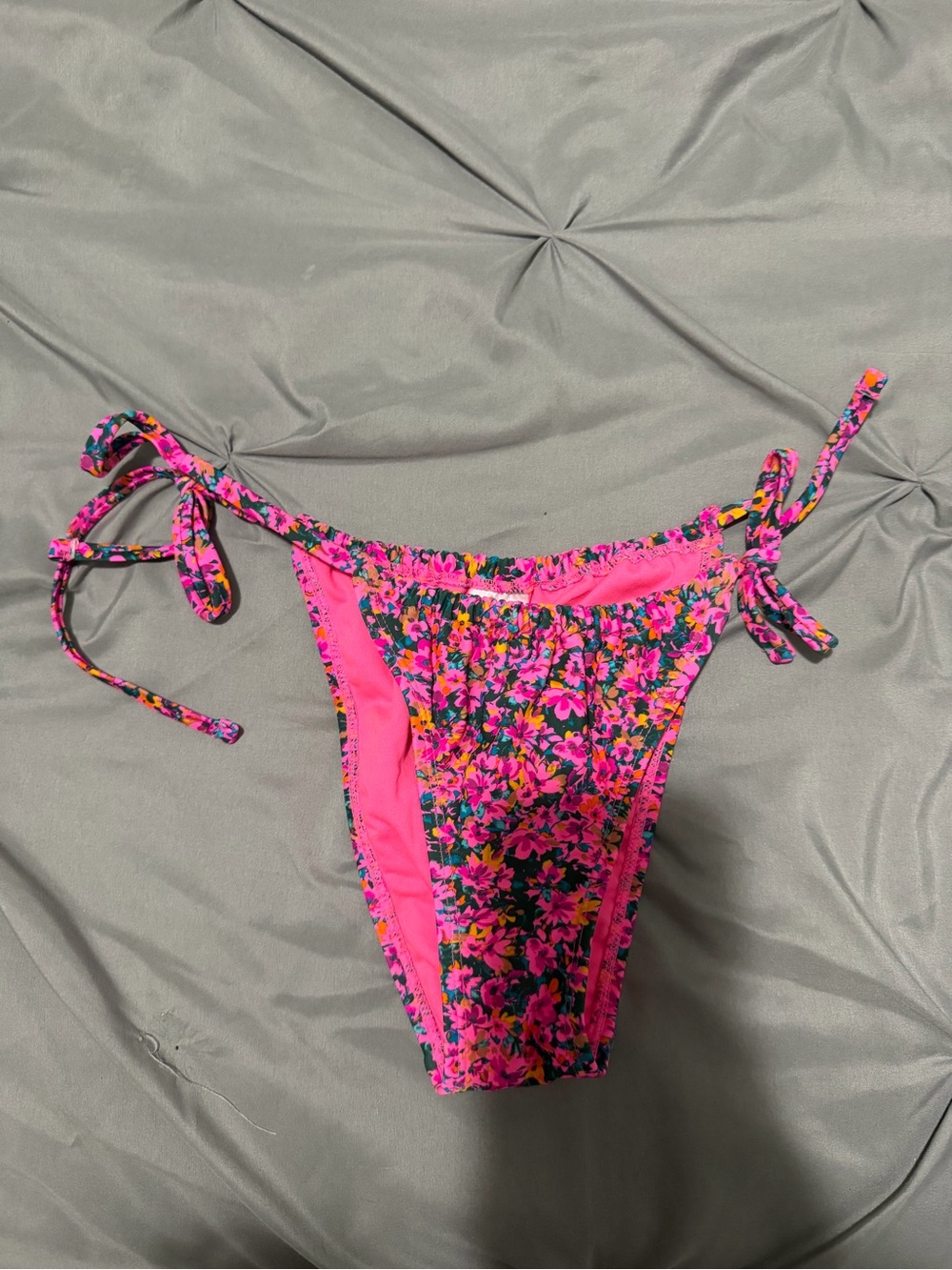 wild fable Hot Pink Floral Tie-Side Bikini Bottoms